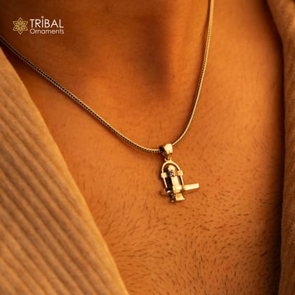925 sterling silver amazing designer Hindu idol Lord Shiva lingam pendant, excellent gifting unisex locket pendant customized jewelry ssp864-Only Pendant