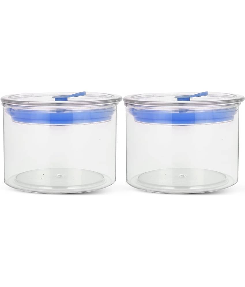 HomePro - Round Container | Airtight | Silicone Cap | Blue | Plastic Utility Container | Set of 2 - 500 ml
