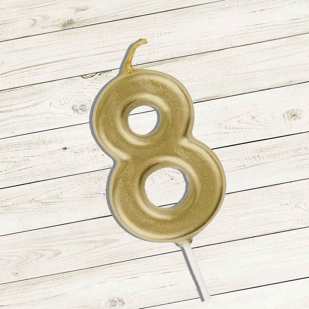 Golden Number 8 Candle - 1PC - Party and Festive Needs | Buy online on ZillyBuy
