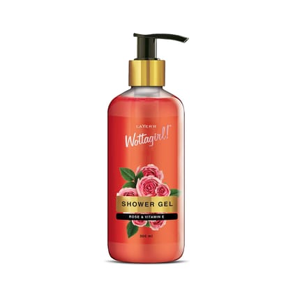 Layer'r Wottagirl Shower Gel Rose & Vitamin E | Non-Toxic and Paraben Free | For Women, 300ML