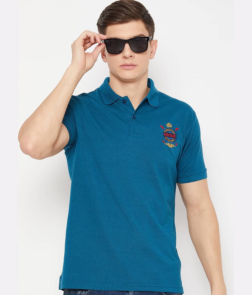 UBX Pack of 1 Cotton Blend Regular Fit Solid Half Sleeves Men's Polo T Shirt ( Mint Green )