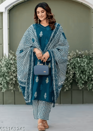 Women Embroidered Rayon Kurta Pant Dupatta Set  Ethnic Traditional Indian Outfit for Festive, Casual & Daily Wear | Comfortable, Stylish & Breathable Rayon Kurta Set for Women