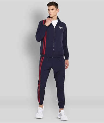 YUUKI - Navy Blue Polyester Regular Fit Striped Men's Sports Tracksuit ( Pack of 1 )