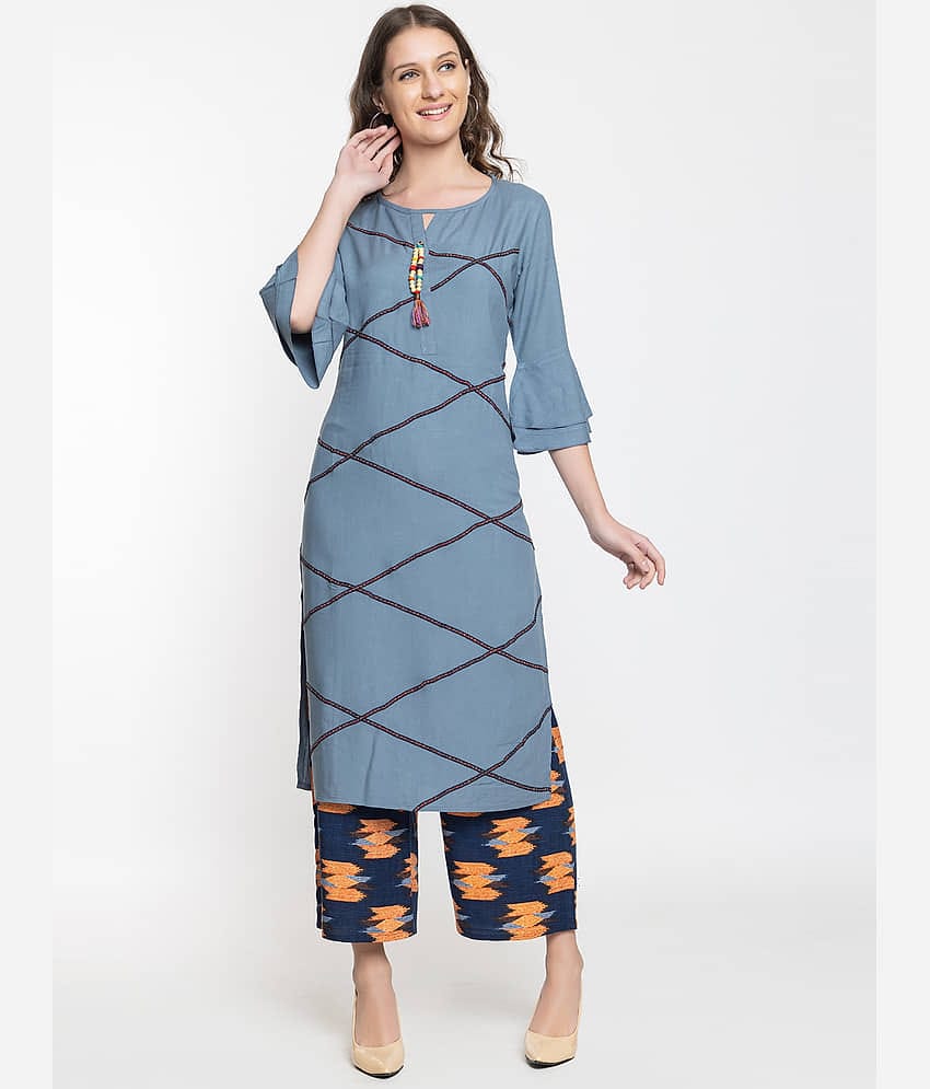 ELTHIA - Blue Rayon Women's Straight Kurti ( Pack of 1 )
