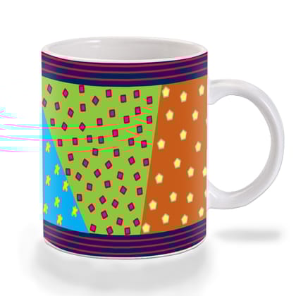 Multicolor Shape And Stripes Colorful Pattern Ceramic Mug