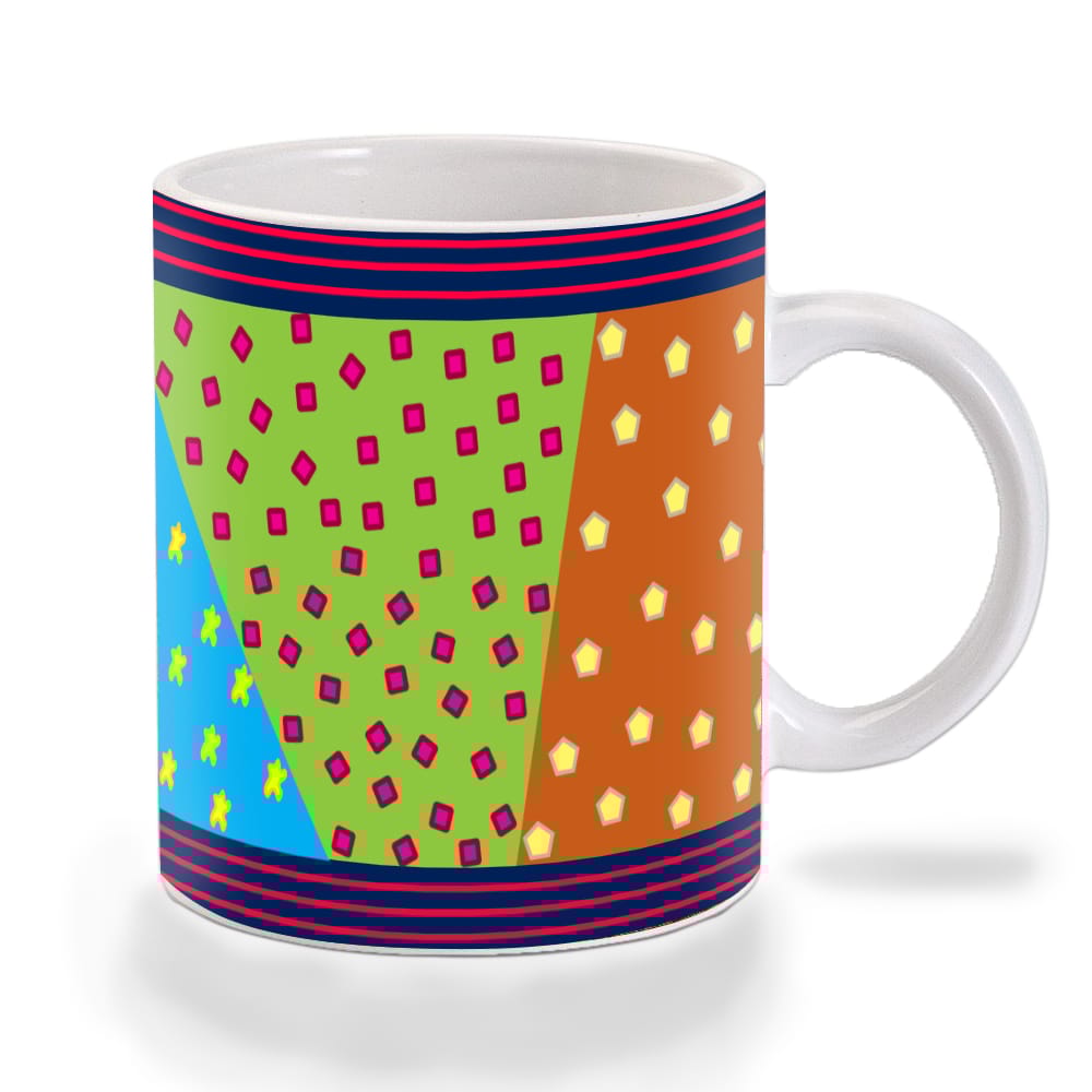 Multicolor Shape And Stripes Colorful Pattern Ceramic Mug