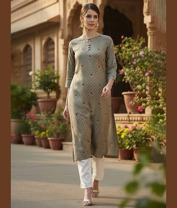 Vaamsi Women Viscose Rayon Printed Straight Kurti ( Olive )