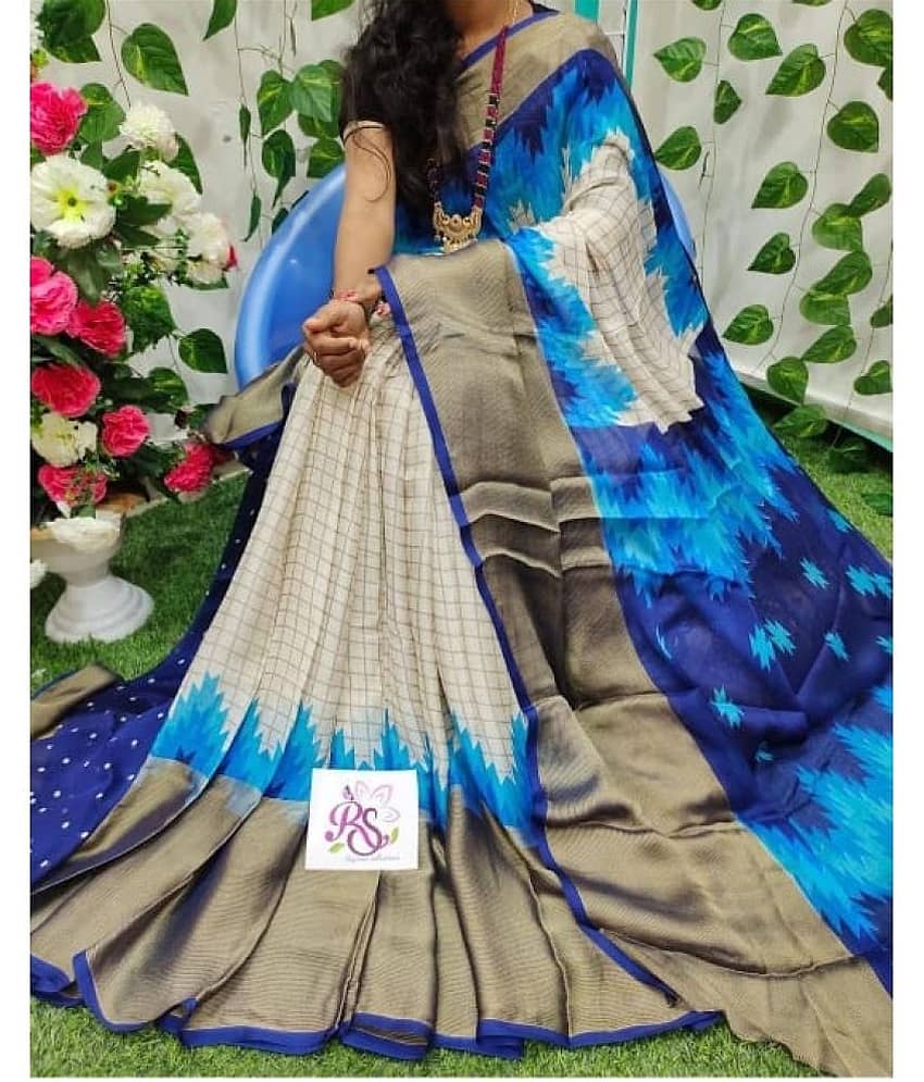 Bhuwal Fashion Chiffon Printed Saree With Unstitched Blouse Piece ( Black )