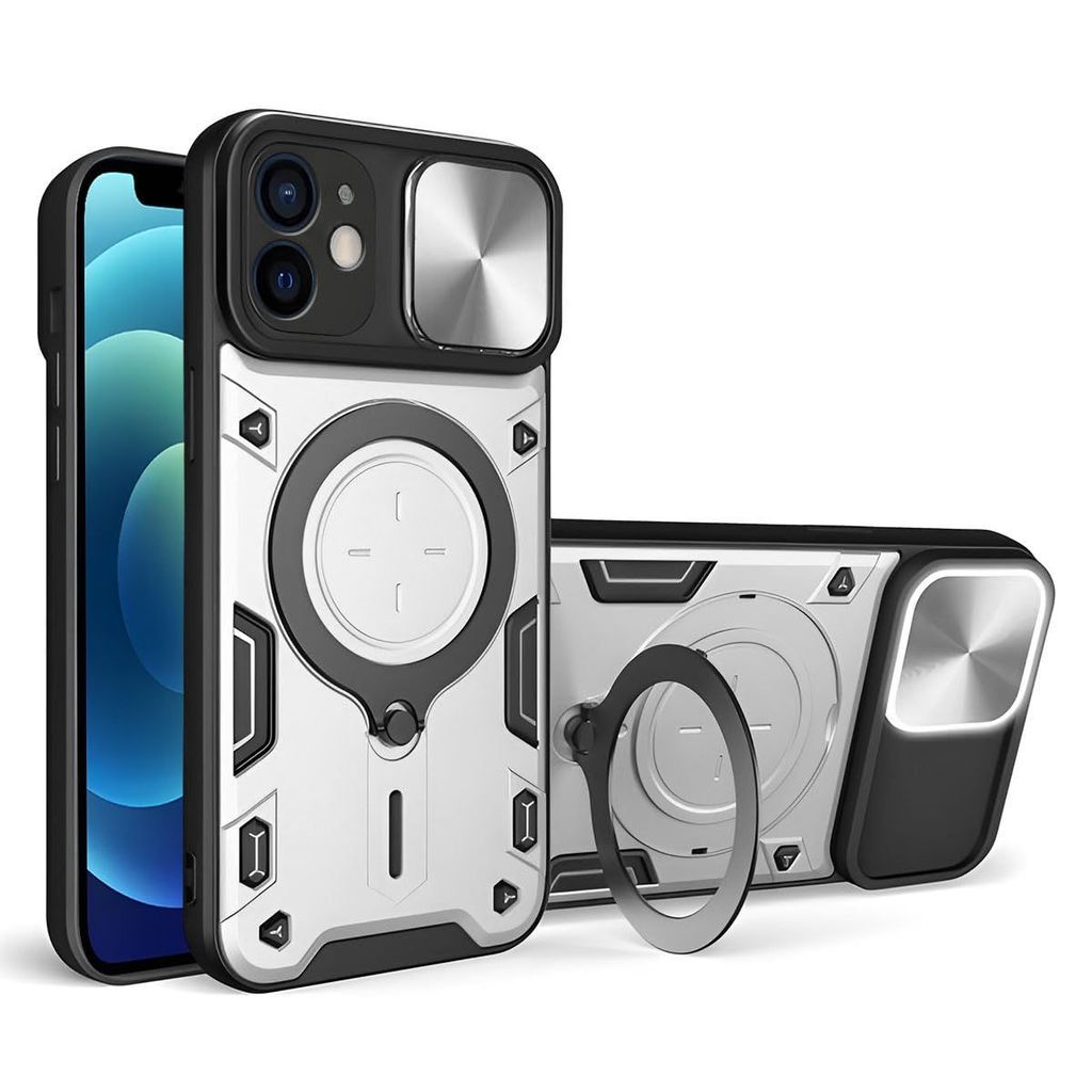 LIRAMARK Case Compatible with Apple iPhone 12 (6.1 inch) with Stand & Slider Camera Military Grade Drop Protection