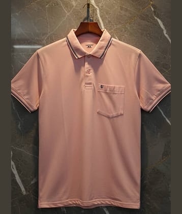 UNIBERRY Men Cotton Blend Regular Fit Solid Polo T Shirt ( Pink )