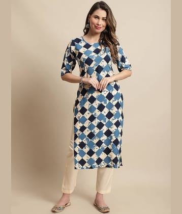 7Threads Crepe Printed Straight Women's Kurti - Multicoloured ( Pack of 1 )