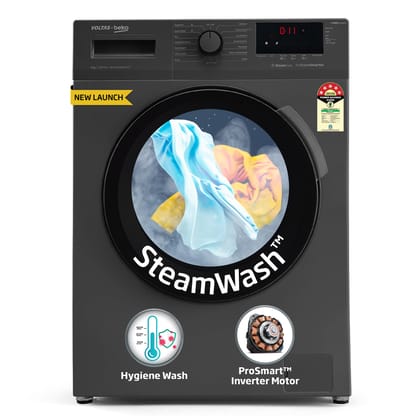 Voltas Beko, A Tata Product 7 Kg 5 Star Inverter Quick wash Fully-Automatic Front Loading Washing Machine (WFL7012B7JVBKA/AXV, Anthracite, In buit Heater/Hygiene steam) Voltas Beko, A Tata Product 7 Kg 5 Star Inverter Quick wash Fully-Automatic Front Loa