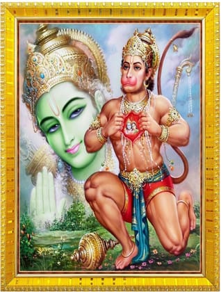 NOKKES Hanuman Bajrangbali Hanumanji Maruti Golden 5X7 Inch Photo Frame_AQW28