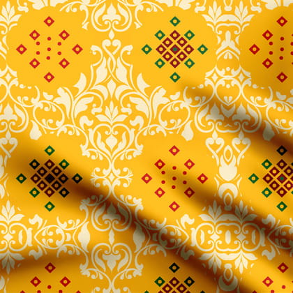 Yellow Bandhani Patten2.O-Cotton
