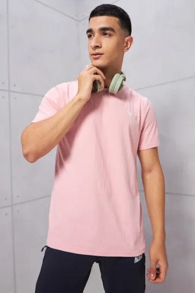 Technosport Active Men's Cotflex Half Sleeve T-Shirt OR-30 (Silver Pink)-S