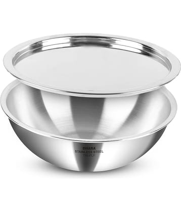 Dhara Stainless Steel Triply Stainless Steel Kadhai Induction Bottom Stainless Steel Handle 2.5 Thickness mm 26 cm Diameter ( 3 L )