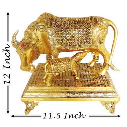 Aluminium Cow Statue � Handcrafted Metal Home D�cor, Height : 12 Inch (ASMAS447 G)