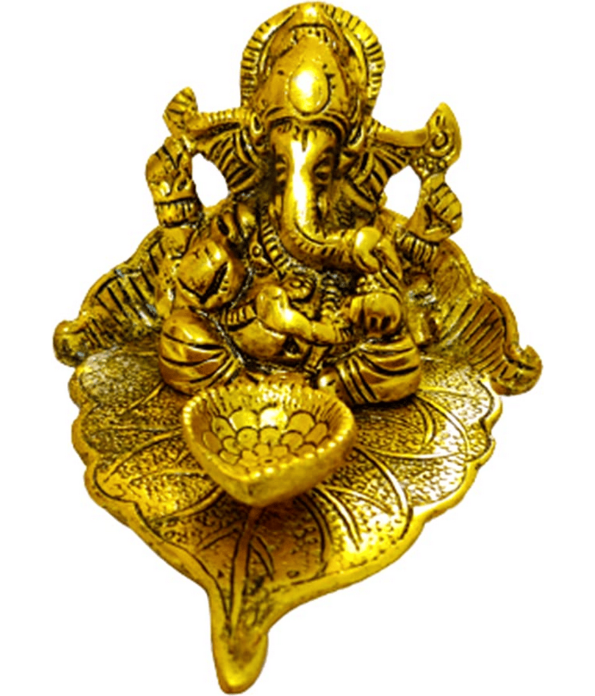 VARKAUS Brass Lord Ganesha Idol ( 13 cm )