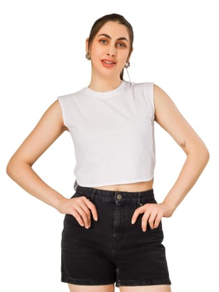 Women's Casual Round Neck Sleeveless Stylish Crop Top