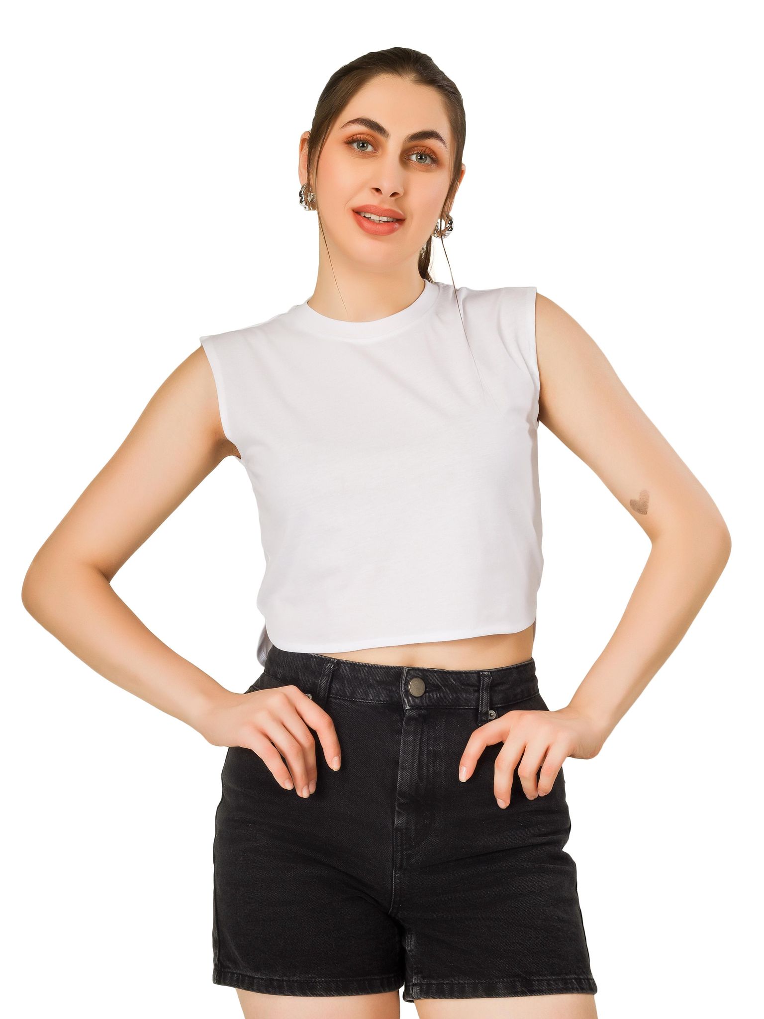 Women's Casual Round Neck Sleeveless Stylish Crop Top