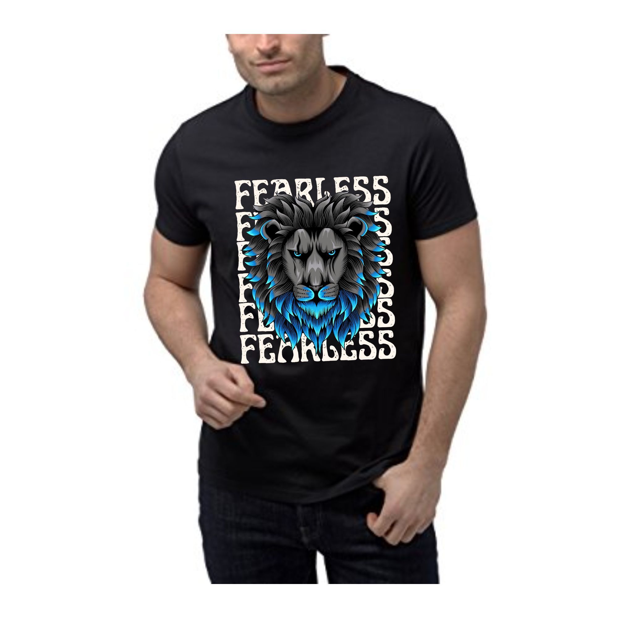 Trishoolin "Fearless Lion..." Abstract Theme Graphic T-Shirt (Design 10186MB ) | Cotton Regular Fit Crew Neck Tee | Pack of 1