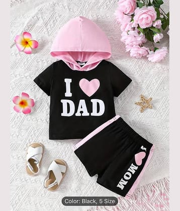 CUTEVIBE Pack of 1 Baby Girls Cotton Blend Top With Shorts ( Black )