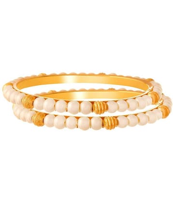 JFL - Traditional Ethnic One Gram Gold Plated Pearl Designer Bangle for Women & Girls