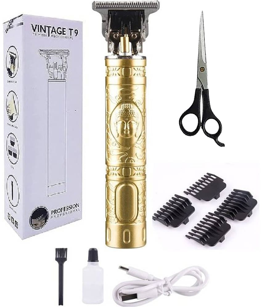 Hpc T-9 Plastic+Scissor Gold Cordless Beard Trimmer With 60 minutes Runtime