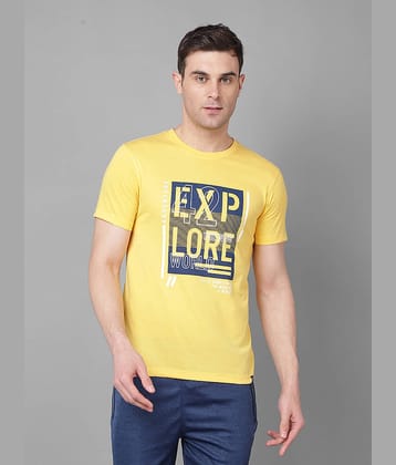 Dollar Cotton Blend Regular Fit Printed Half Sleeves Men's T-Shirt - Yellow ( Pack of 1 )