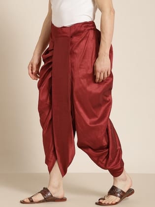 Sojanya (Since 1958), Men's Silk Blend  Maroon Stitched Dhoti-Onesize / Maroon