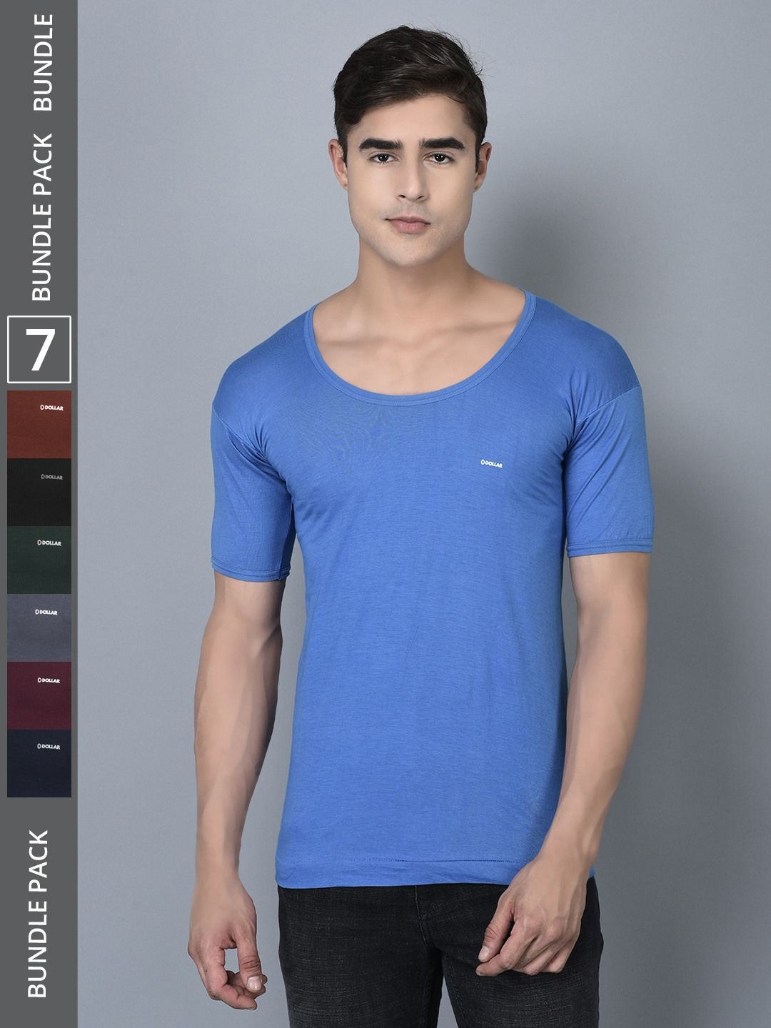 Men's Assorted Pack of 7 Solid Combed Cotton Shrinkless Vest