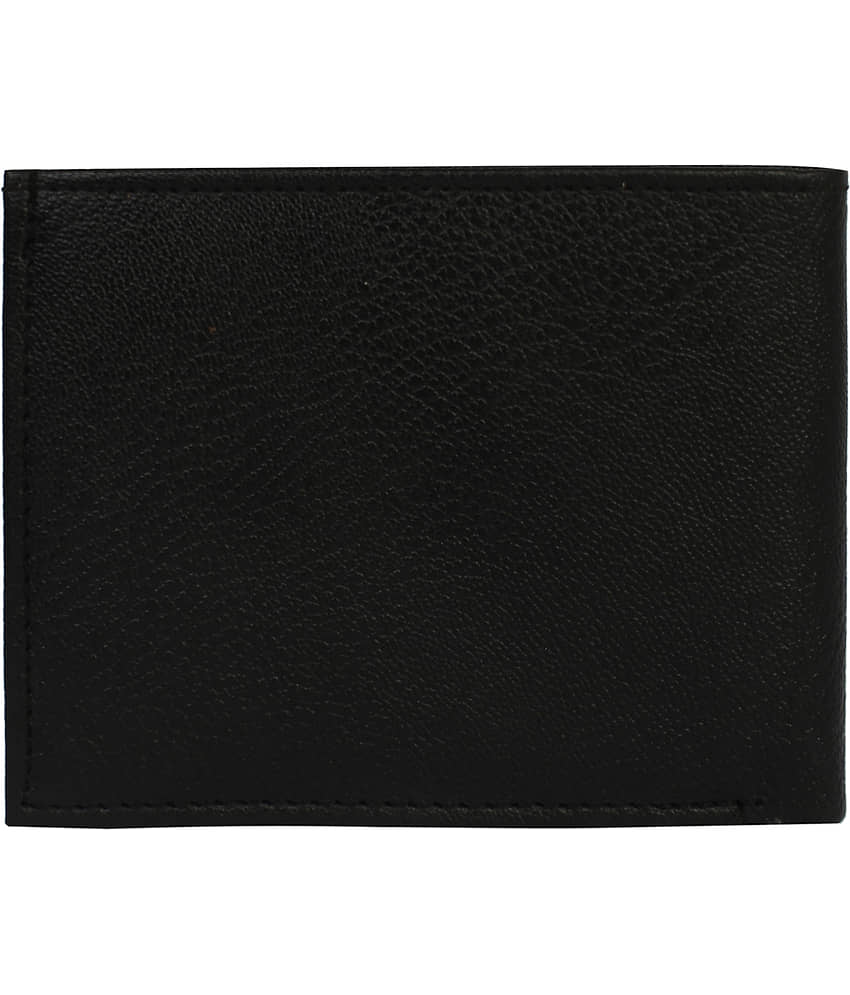Hide&Sleek - Black Leather Men's Two Fold Wallet ( Pack of 1 )