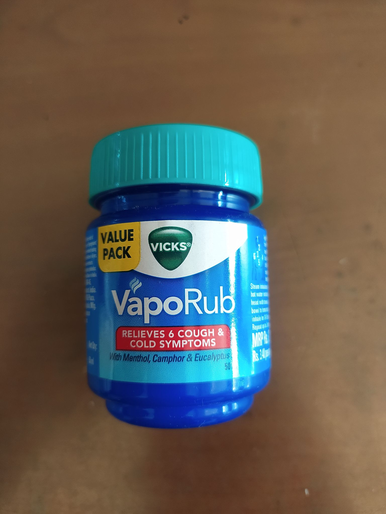 Value Pack Vicks Váporub Relieves 6 cough & Cold symptoms With menthol, camphor & eucalyptus of 