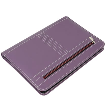 Storite PU Leather 4 Ring Professional File Folder for Documents Certificates, Conference Folder, File with 20 Leafs - Purple