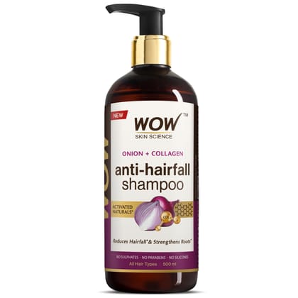 WOW Skin Science Onion & Collagen Anti-Hairfall Shampoo|Reduces Hairfall|Strengthens Roots|Nourishes Scalp|Prevents Breakage|Enhances Hair Thickness and Shine|New & Improved Formulation|500ml WOW Skin Science Onion & Collagen Anti-Hairfall Shampoo|Reduce WOW Skin Science Onion & Collagen Anti-Hairfall Shampoo|Reduces Hairfall|Strengthens Roots|Nourishes Scalp|Prevents Breakage|Enhances Hair Thickness and Shine|New & Improved Formulation|500ml WOW Skin Science Onion & Collagen Anti-Hairfall Shampoo|Reduce