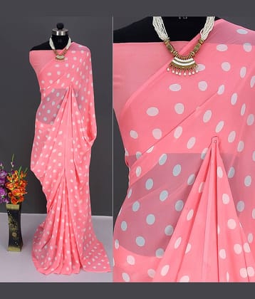 Rekha Maniyar Georgette Printed Saree With Unstitched Blouse Piece ( Pink )