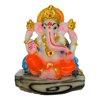 MAYAPURI Stone Dust Ganesh Ji Statue - Marble Dust Ganapati Bappa Murti for Pooja Home Temple Decor/Office, (Height 4.3 Inches)