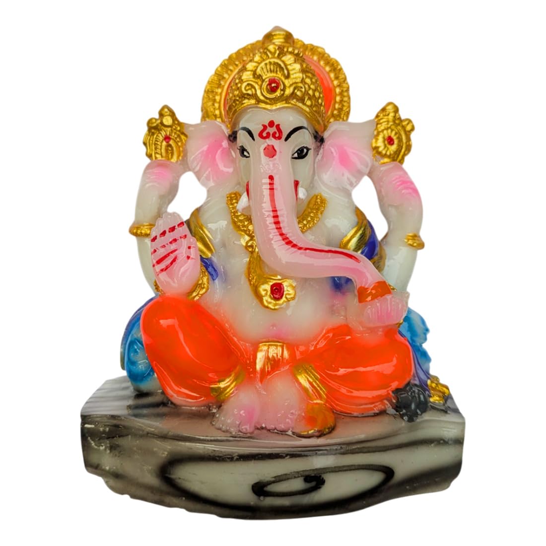 MAYAPURI Stone Dust Ganesh Ji Statue - Marble Dust Ganapati Bappa Murti for Pooja Home Temple Decor/Office, (Height 4.3 Inches)