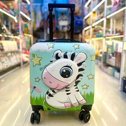 Secure and Stylish: Kids Trolley Bag with Password Lock - Keep Their Belongings Safe (Prepaid Only)-Zebra