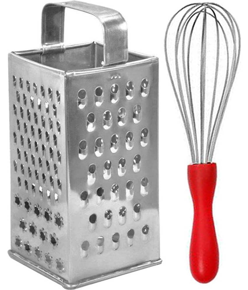 OC9 Silver Stainless Steel 8 in 1 Grater+Whisk ( Set of 2 )