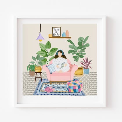 Leisure Hours Art Print | Wall Art-10x10 inches / White Frame