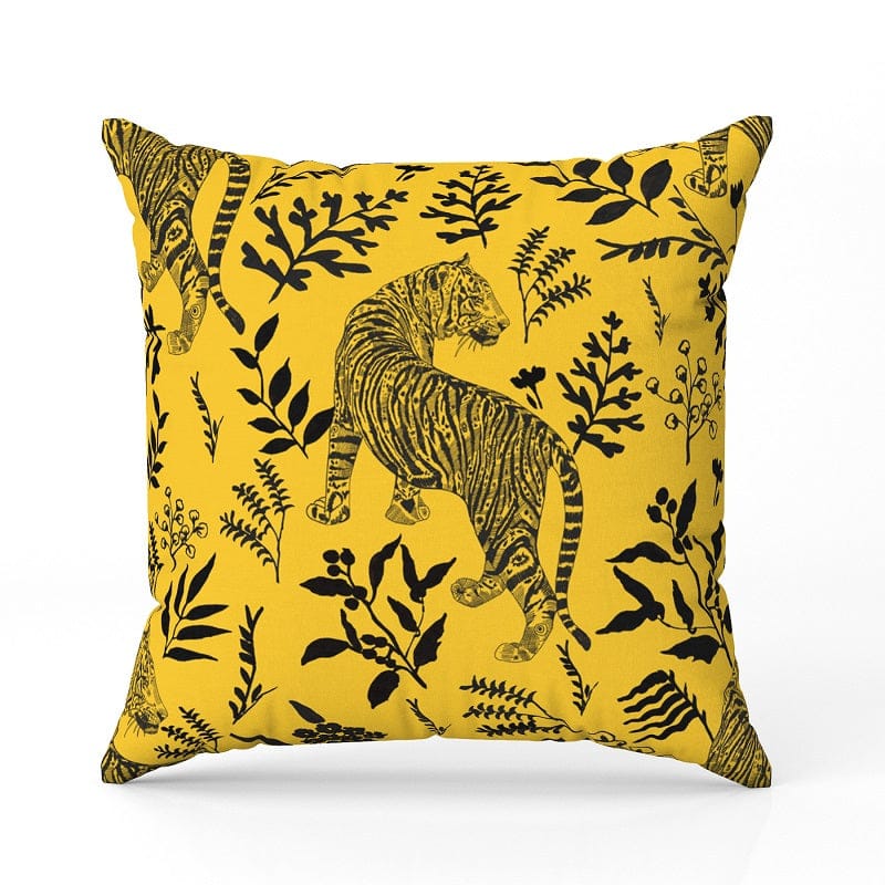 Tiger ink yellow ochre-Canvas Cushion / 16x16 / without