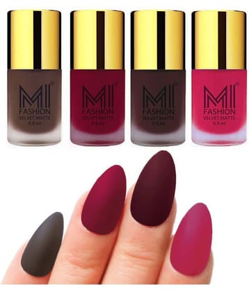 MI FASHION Matte Nail Paint Set Combo Mauve Nail Polish Wine,Coffee Pink Matte Pack of 4 40 mL