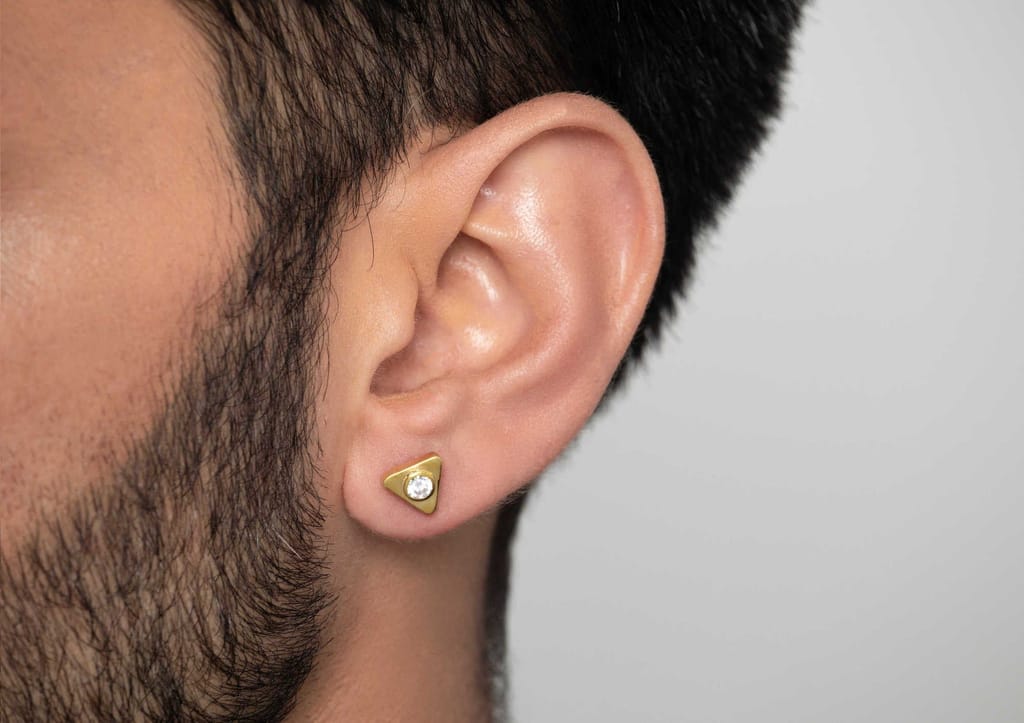 Triad Bezel Men's Ear Stud (1 Pc Only)