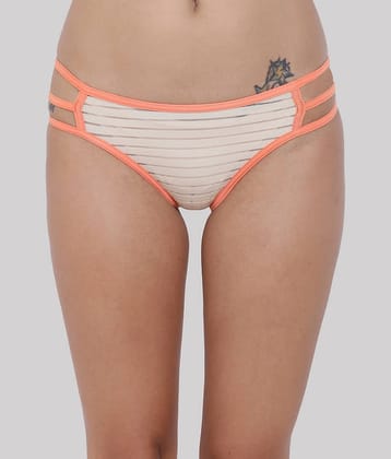 BASIICS By La Intimo Polyester Striped Women's Bikini ( Beige ) BCPBK04