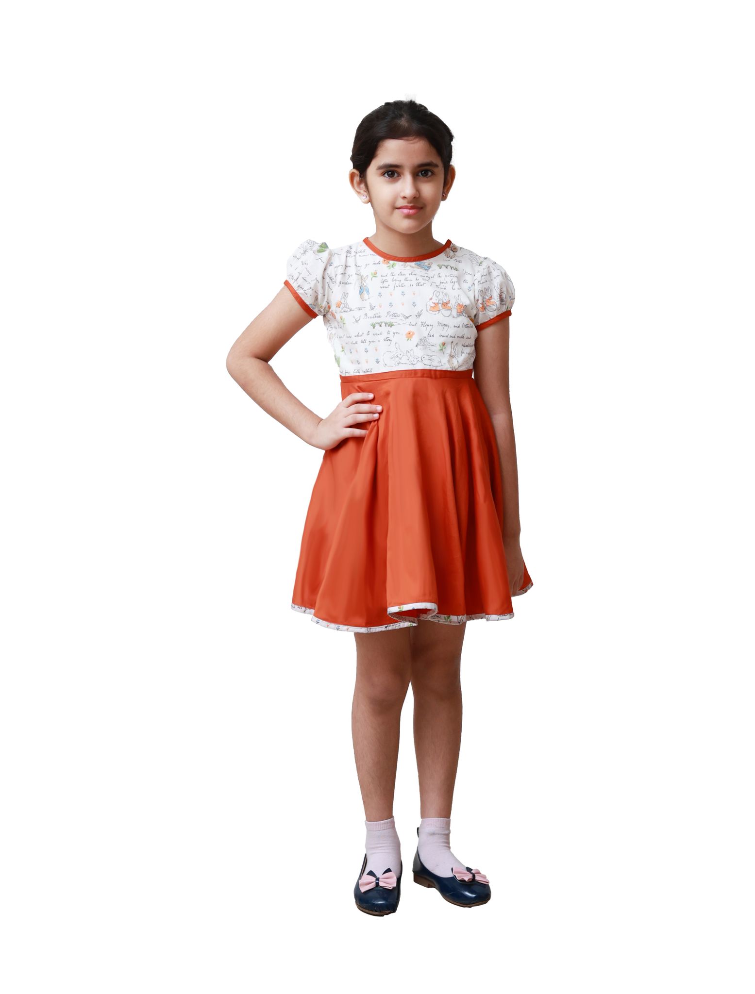DE CHEVALERiE en Rouge - Hazelnut Daisy Frock - Rust  4-5 Years