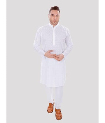 Maharaja - White Cotton Regular Fit Men's Kurta Pyjama Set ( Pack of 1 )