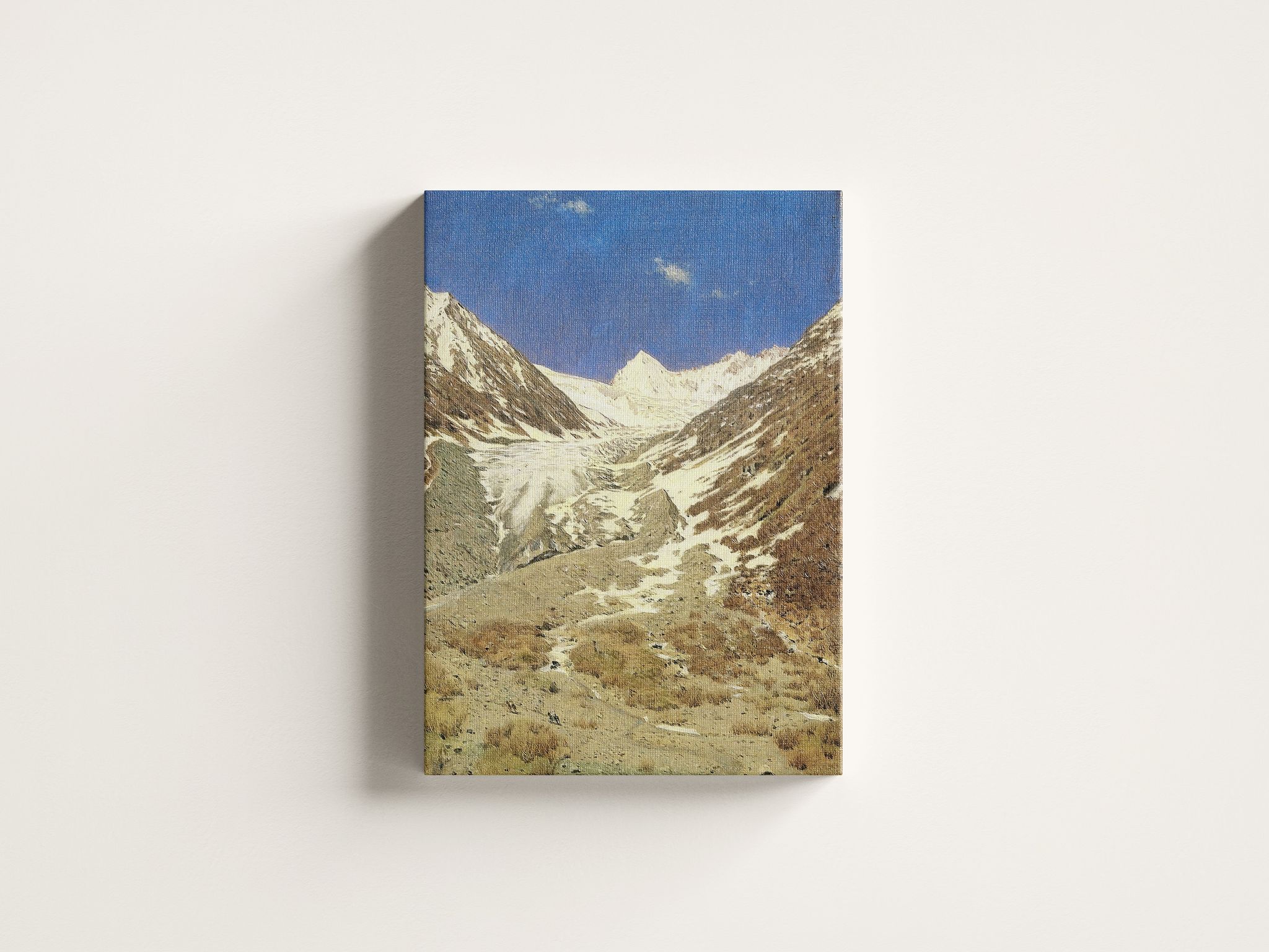 FURNISHUB The glacier on the way from Kashmir to Ladakh (1875) | Famous Artwork wall painting | Himalayan Premium Canvas Painting | Wrapped Canvas wall art decor