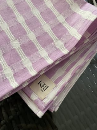 KRI India The Minimalist Set of 4 Kitchen Napkins- Lavender | Lavender & White | 16x16 inches | Wash & Care | 100% Cotton | Handcrafted in India. 100% organic & natural.
