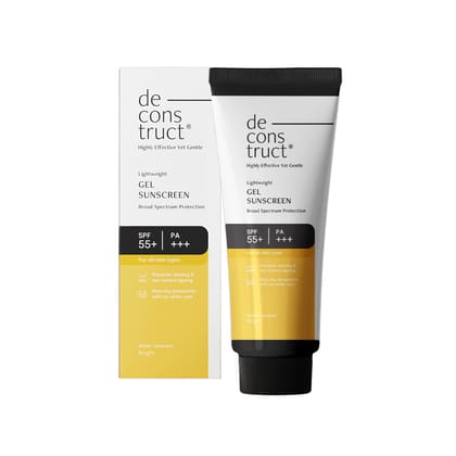 Deconstruct Gel Sunscreen for Oily skin SPF 50 PA++++ |100% Photostable Sunscreen |4 New Gen UV Filters |In-Vivo |Lightweight, Airy, Non-greasy |For oily, combination, normal skin |For Men & Women - 80gm Deconstruct Gel Sunscreen for Oily skin SPF 50 PA+